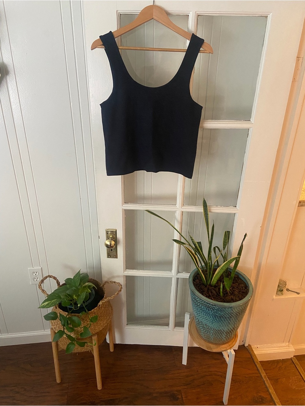 Women's barre3 Heathered Navy Blue Scoop Neck Tank Top
